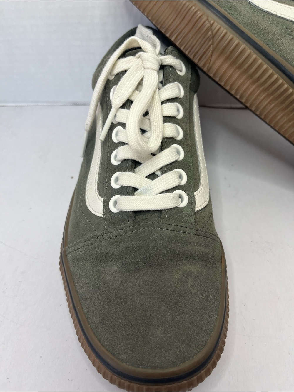 Vans Old Skool Dusty Olive Green Suede Gum Sole Skate Shoes Men 6.5 Women 8 - Picture 15 of 16